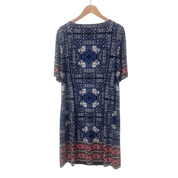 Westport 1962 Classy‎ Blue Print Shift Dress Size 16W 1X Spring Summer Plus Size - Picture 5 of 7